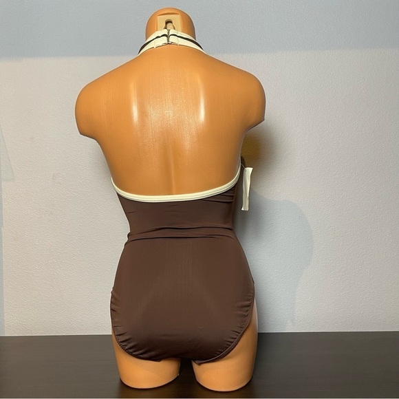 Inc Chocolate V-Neck Halter One Piece with High Back (SW21) - Picture 6 of 9